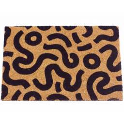 Eselle Astley Abstract Printed Neutral Coir Door Mat 40 x 60cm - Size: 40 x 60 x 1.5cm - Brown - Wilko - thumbnail 1