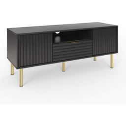 GFW Nervata 2 Door Single Drawer Black TV Unit - Size: 39 x 119 x 49cm - Wilko - thumbnail 4