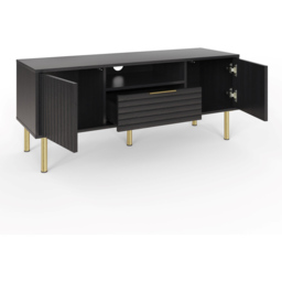 GFW Nervata 2 Door Single Drawer Black TV Unit - Size: 39 x 119 x 49cm - Wilko - thumbnail 5