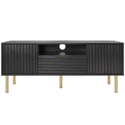 GFW Nervata 2 Door Single Drawer Black TV Unit - Size: 39 x 119 x 49cm - Wilko - thumbnail 3