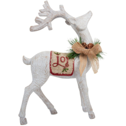 Wood Effect Joy Reindeer Standing Decoration White - Santa's Chalet - Wilko