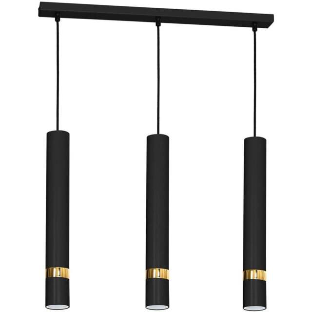 Milagro Joker Black and Gold 3 Pendant Lamp 230V - Size: 8 x 60 x 90cm - Wilko