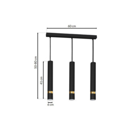 Milagro Joker Black and Gold 3 Pendant Lamp 230V - Size: 8 x 60 x 90cm - Wilko - thumbnail 7