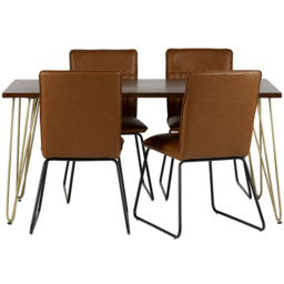 Brooklyn Ozella 4 Seater Dark Gold Dining Table - Brown - Wilko - thumbnail 5