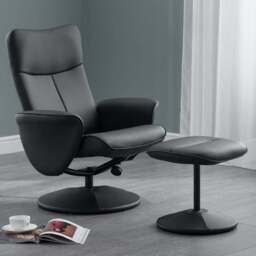 Julian Bowen Lugano Black Faux Leather Recliner Chair with Footrest - Size: Single - Wilko