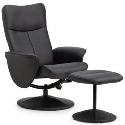 Julian Bowen Lugano Black Faux Leather Recliner Chair with Footrest - Size: Single - Wilko - thumbnail 3