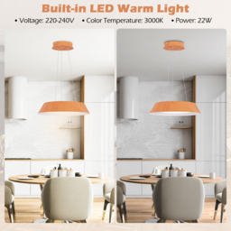 Costway Natural Modern Ceiling Light with Wood Grain and Metal Frame - Size: 46 x 46 x 16cm - Cream - Wilko - thumbnail 4