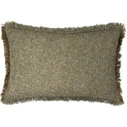 Yard Doze Moss Reversible Fringed Cushion - Size: 60 x 40 cm - Multi - Yard Living - Wilko