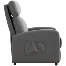 Linen Fabric Grey Recliner Pushback Adjustable Arm Chair - Size: 106 x 68 x 81cm - MCC - Wilko - thumbnail 5