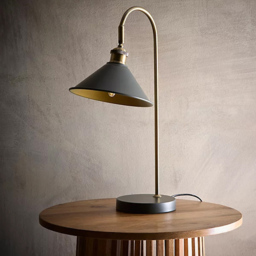 Kliving Derby Antique Brass Table Lamp - Size: 52 x 22 x 22cm - Gold - Wilko - thumbnail 3