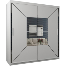 Sliding Wardrobes 4U Nicole 2 Door White Mirrored Wardrobe 150cm - Wilko - thumbnail 3