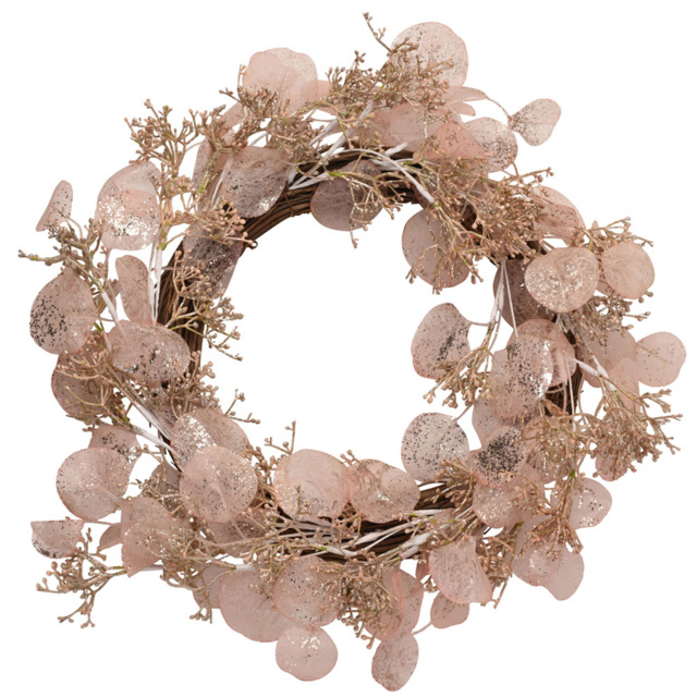 The Seasonal Gift Co. Blush Pink Eucalyptus Dried Foliage Wreath 48cm - Size: 43 x 47.5 x 9cm - Wilko - image 1