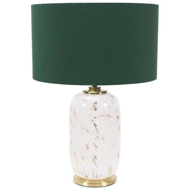 Value Lights India Green Shade White Confetti Glass LED Table Lamp - Size: 52.5 x 45 x 45cm - ValueLights - Wilko - image 1