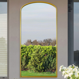 MirrorOutlet The Angustus Gold Metal Arched Garden Wall Mirror 170 x 85cm - Size: 170 x 85 x 3cm - Wilko - thumbnail 3
