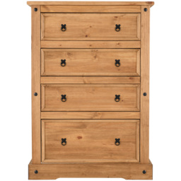 Seconique Corona 4 Drawer Distressed Waxed Pine Chest of Drawers - Brown - Wilko - thumbnail 4