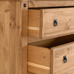 Seconique Corona 4 Drawer Distressed Waxed Pine Chest of Drawers - Brown - Wilko - thumbnail 6