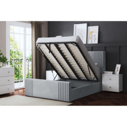 DS Living Elara King Size Silver Winged Panel Ottoman Bed with Headboard - Wilko - thumbnail 6