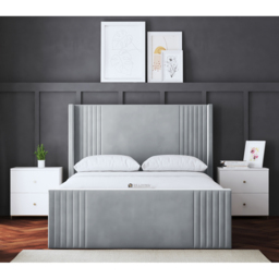 DS Living Elara King Size Silver Winged Panel Ottoman Bed with Headboard - Wilko - thumbnail 5