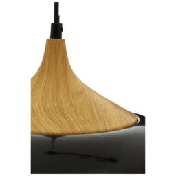 Premier Housewares Black Metal and Wood Pendant Light - Size: 30 x 30 x 120cm - Wilko - thumbnail 6