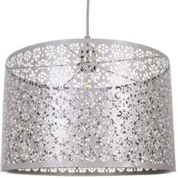 Happy Homewares Grey Metal Marrakech Designed Pendant Shade with Floral Decoration - Size: 25 x 40 x 40cm - Wilko