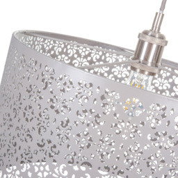 Happy Homewares Grey Metal Marrakech Designed Pendant Shade with Floral Decoration - Size: 25 x 40 x 40cm - Wilko - thumbnail 4