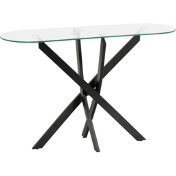 Seconique Sheldon Clear Glass and Black Console Table - Size: 78.5 x 120 x 40cm - Clear Glass/Black - Wilko - thumbnail 3