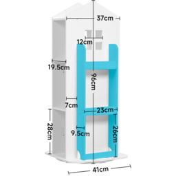 H&O Direct Blue Rotating House Frame Bookshelf - White - Wilko - thumbnail 5