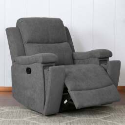 Ledbury Dark Grey Fabric Manual Recliner Chair - Size: Single - Wilko