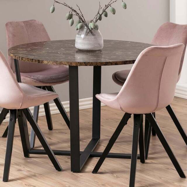 Florence Amble 4 Seater Brown Marble Melamine Top Round Dining Table - Furniture To Go - Wilko - image 1