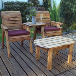 Charles Taylor 2 Seater Straight Companion Dining Set with Red Cushions - Wilko