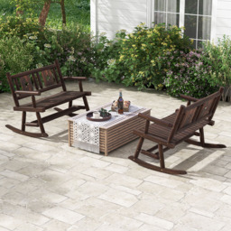 Costway 2 Seater Patio Rocking Bench - Size: 121.9 x 68.6 x 20.32cm - Brown - Wilko - thumbnail 5