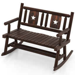 Costway 2 Seater Patio Rocking Bench - Size: 121.9 x 68.6 x 20.32cm - Brown - Wilko - thumbnail 3
