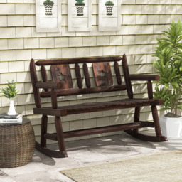 Costway 2 Seater Patio Rocking Bench - Size: 121.9 x 68.6 x 20.32cm - Brown - Wilko - thumbnail 4