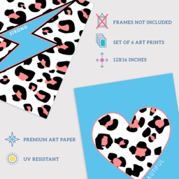 Wee Blue Coo Blue and Pink Leopard Pattern Bold Shapes Wall Art Print 30 x 41cm 6 Pack - Size: 40.5 x 30.5 x 0.3cm - Wilko - thumbnail 5