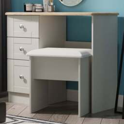 Crowndale Sussex 3 Drawer Grey Ash and Bardolino Oak Vanity Dressing Table Ready Assembled - Grey Ash & Bardolino Oak - Wilko