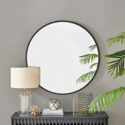 Furniturebox Emma Round Black Frame Wall Mirror 100cm - Size: 100 x 100cm - Wilko - thumbnail 7