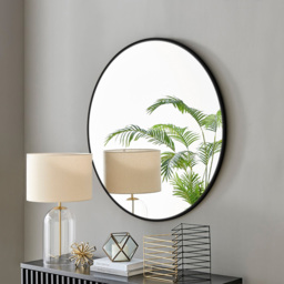 Furniturebox Emma Round Black Frame Wall Mirror 100cm - Size: 100 x 100cm - Wilko - thumbnail 3