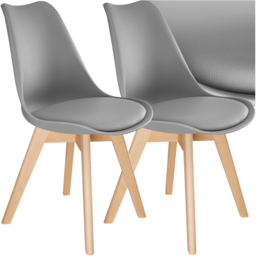 tectake Frederikke Set of 2 Grey Dining Chair with Padded Seat - Wilko - thumbnail 3