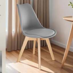 tectake Frederikke Set of 2 Grey Dining Chair with Padded Seat - Wilko