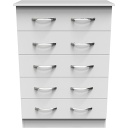 Crowndale Avon 5 Drawer Matt White Chest of Drawers Ready Assembled - White Matt - Wilko - thumbnail 3