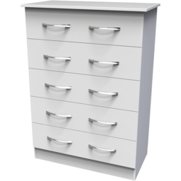 Crowndale Avon 5 Drawer Matt White Chest of Drawers Ready Assembled - White Matt - Wilko - thumbnail 5