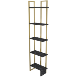 Decorotika Alice 5 Shelf Gold and Black Marble Effect Corner Bookshelf - Size: 180 x 45.2 x 21.6cm - Multi - Wilko - thumbnail 4