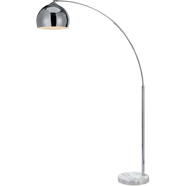 Teamson Home Arquer Arc Chrome Finished White Marble Floor Lamp - Size: 170.0 x 30.0 x 110.2cm - Brown - Wilko - image 1