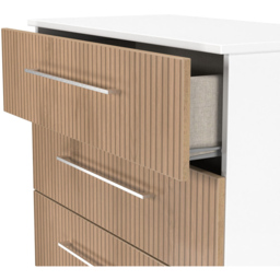 Crowndale Worcester 5 Drawer Slatt Effect and White Chest of Drawers Ready Assembled - Slatt Effect & White - Wilko - thumbnail 6