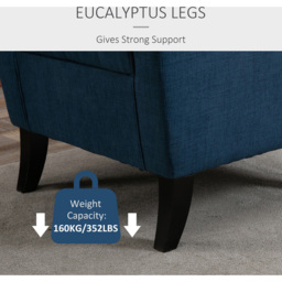 Portland Blue Retro Upholstered Wingback Armchair - Size: Single - Wilko - thumbnail 6