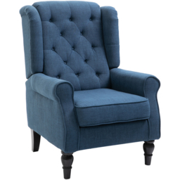 Portland Blue Retro Upholstered Wingback Armchair - Size: Single - Wilko - thumbnail 3