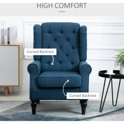 Portland Blue Retro Upholstered Wingback Armchair - Size: Single - Wilko - thumbnail 5
