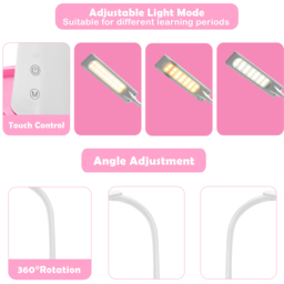 Costway Adjustable Kids Tilted Desk Set with Lamp Pink - Size: 76 x 57 x 21cm - Wilko - thumbnail 6