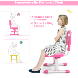 Costway Adjustable Kids Tilted Desk Set with Lamp Pink - Size: 76 x 57 x 21cm - Wilko - thumbnail 5