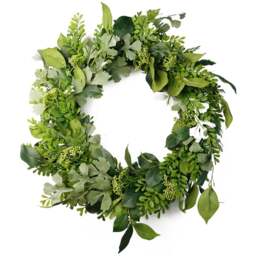 Leaf Natural Fern Leaf Artificial Wreath 50cm - Size: 50 x 50 x 10cm - Green - Wilko